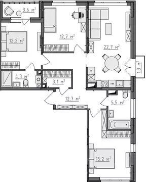 3-к кв. Владимирская область, Владимир Сновицы-Веризино мкр,  (90.59 ...