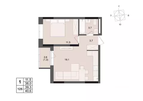 1-к кв. Удмуртия, Ижевск ул. Леваневского (39.3 м)