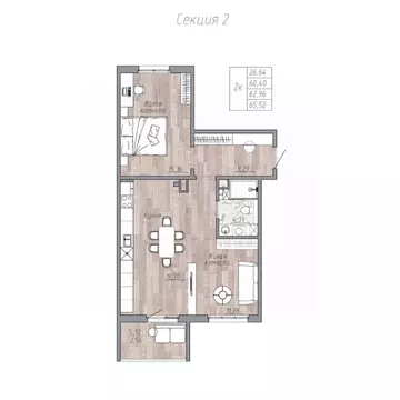 2-к кв. Хабаровский край, Хабаровск пос. Березовка, Эколенд жилой ...