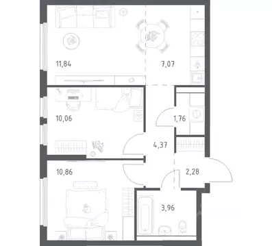 2-к кв. Московская область, Ленинский городской округ, Мисайлово пгт, ...