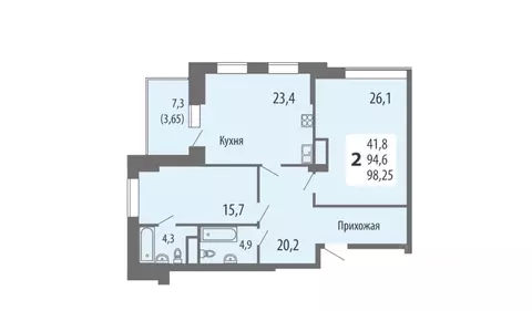 2-к кв. Чувашия, Чебоксары ул. Филиппа Лукина, 16 (98.25 м)