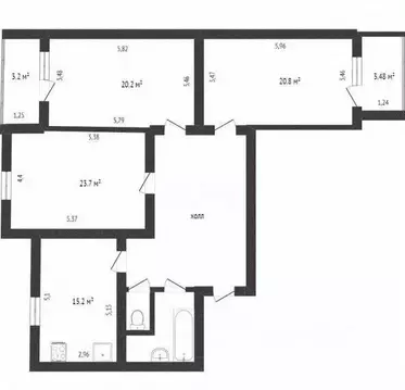 3-к кв. Белгородская область, Белгород Левобережная ул., 22 (86.0 м)