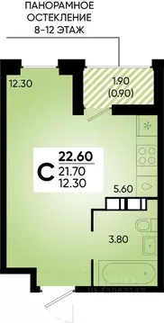 Студия Краснодарский край, Краснодар ул. Доблести, 8 (22.6 м)