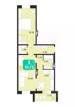 2-к кв. Забайкальский край, Чита Сосновый Бор мкр,  (58.15 м)