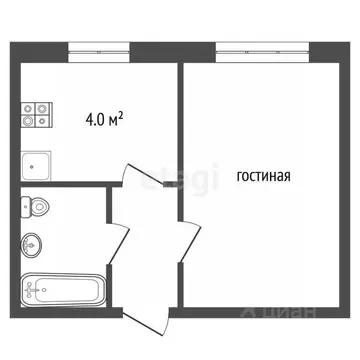 1-к кв. Татарстан, Альметьевск ул. Пушкина, 29 (22.0 м)