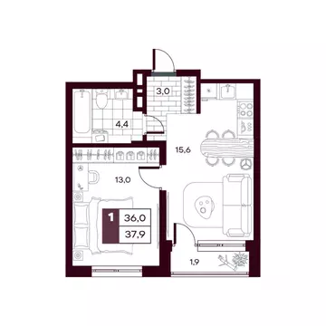 1-к кв. Тюменская область, Тюменский муниципальный округ, д. Дударева ...