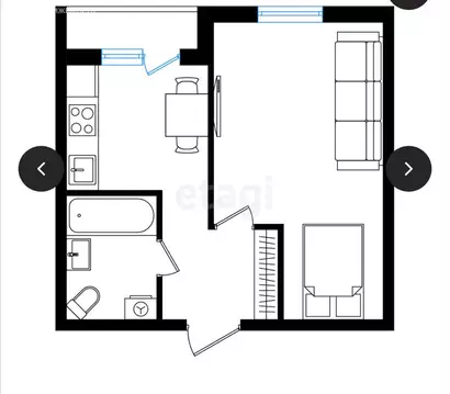 1-комнатная квартира: Казань, 3-я Кленовая улица, 9Б (34.4 м)