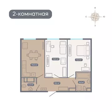 2-к кв. Нижегородская область, Нижний Новгород Квартет жилой комплекс ...