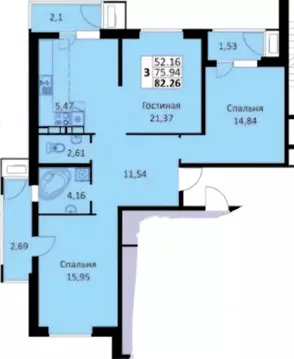 3-к кв. Краснодарский край, Краснодар ул. Автолюбителей, 1Гк1 (82.0 м)