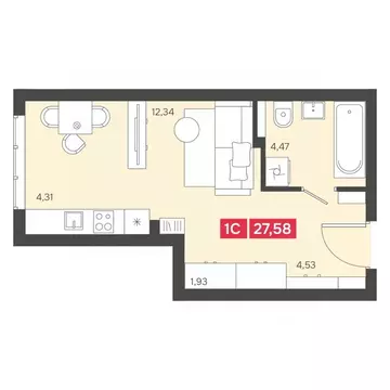 1-к кв. Новосибирская область, Новосибирск Аэропорт мкр,  (27.58 м)