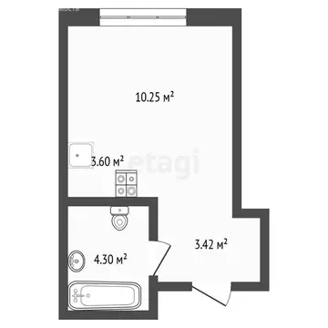 Квартира-студия: Тюмень, улица Тимофея Чаркова, 93 (21.6 м)