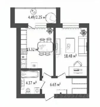 1-к кв. Омская область, Омск ул. Гусарова, 48 (46.0 м)