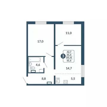 2-к кв. Кировская область, Киров Скандинавия жилой комплекс (61.6 м)