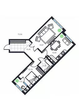 2-к кв. Дагестан, Каспийск просп. Акулиничева (73.54 м)