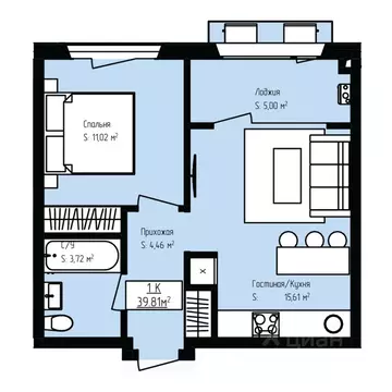 1-к кв. Дагестан, Дербент Камеллия жилой комплекс (39.81 м)