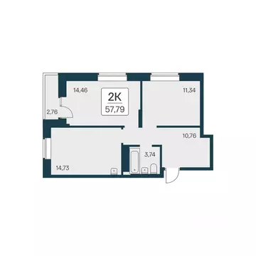 2-к кв. Новосибирская область, Новосибирск Игарская ул., 19/4 (57.79 ...