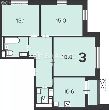 3-комнатная квартира: Москва, 2-я улица Марьиной Рощи, 3 (75 м)