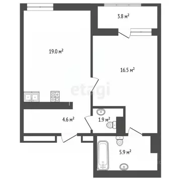 1-к кв. Тюменская область, Тюмень ул. Василия Малкова, 7 (51.9 м)