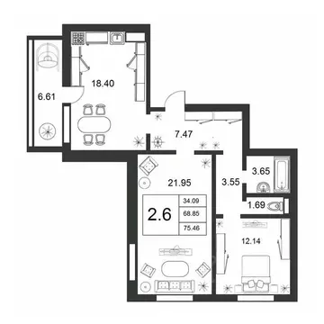 3-к кв. Новгородская область, Великий Новгород ул. Якова Павлова, 15 ...
