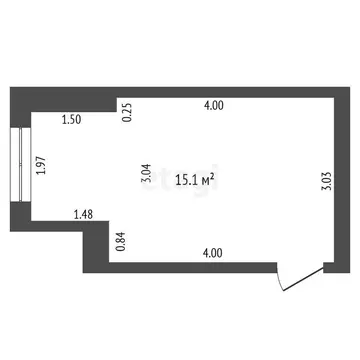 1к в -комнатной квартире (15.1 м)