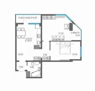 2-к кв. Крым, Ялта ул. Кирова, 155Ак1 (64.07 м)
