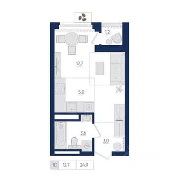 1-к кв. Башкортостан, Уфа бул. Яркий (24.9 м)