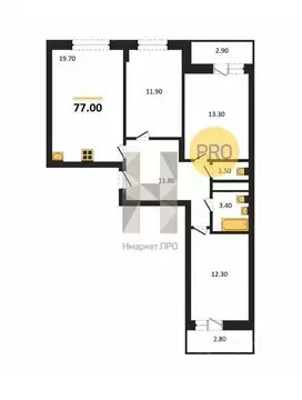 3-к кв. Воронежская область, Воронеж ул. Рокоссовского, 47 (77.0 м)
