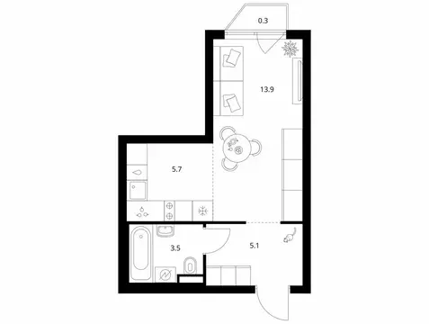 Квартира-студия: Зеленоград, 22-й микрорайон, ЖК Зелёный Парк, 5.6 ...