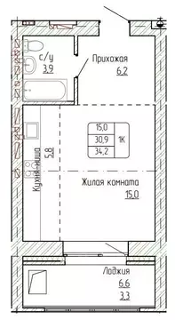 1-к кв. Алтайский край, Новоалтайск ул. Титова, 6 (34.2 м)