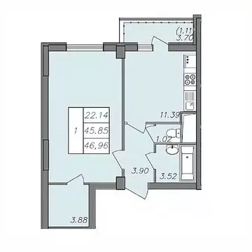 1-к кв. Воронежская область, Воронеж Волгоградская ул., 45 (46.0 м)
