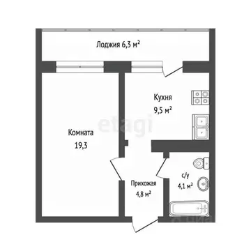 1-к кв. Тюменская область, Тюмень ул. Дружбы, 73к1 (38.3 м)