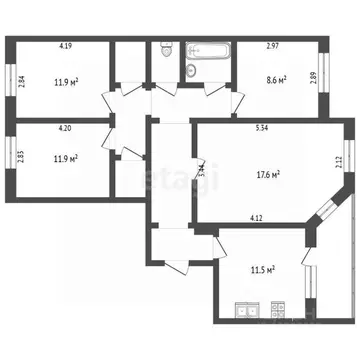 4-к кв. Ханты-Мансийский АО, Сургут Югорская ул., 7 (85.3 м)