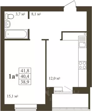 1-к кв. Тамбовская область, Тамбов Телецентр мкр,  (41.8 м)