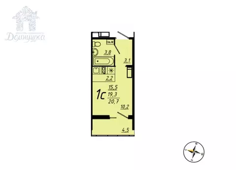 Квартира-студия: Воронеж, проспект Труда, 93к4 (20.2 м)