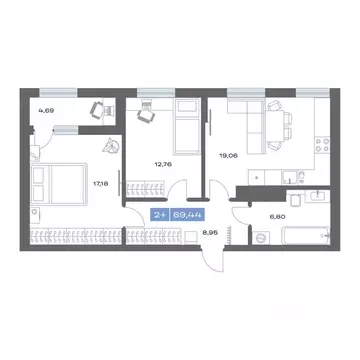 2-к кв. Тюменская область, Тобольск пер. Радищева, 17 (69.44 м)
