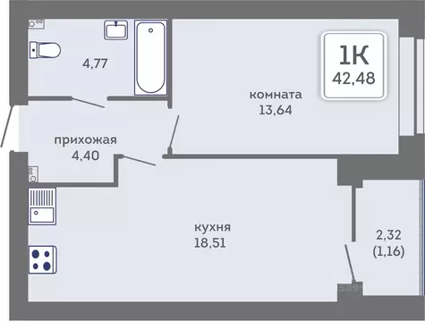 1-к кв. Пермский край, Пермь Кировоградская ул., 28 (43.64 м)