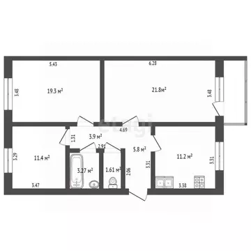 3-к кв. Мордовия, Саранск ул. Веселовского, 42 (78.0 м)