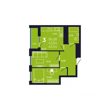 3-к кв. Башкортостан, Уфа просп. Дружбы Народов, 49 (45.34 м)