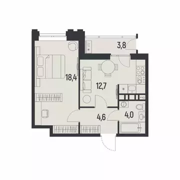 1-к кв. Пермский край, Пермь Ераничи мкр,  (42.1 м)