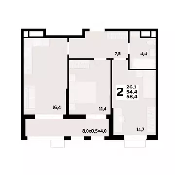 2-к кв. Адыгея, Тахтамукайский район, Старобжегокайское с/пос, Новая ...