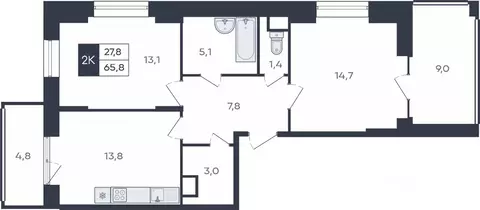 2-к кв. Чувашия, Чебоксары ул. Академика РАН Х.М. Миначева, поз11 ...