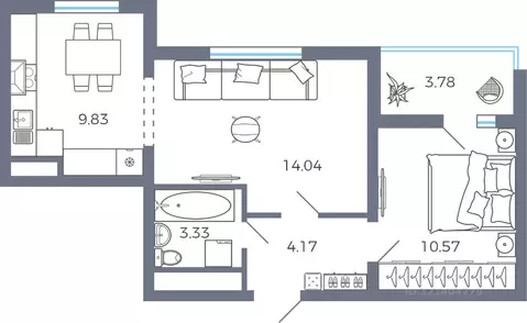 2-к кв. Самарская область, Волжский район, Лопатино с/пос, пос. ...