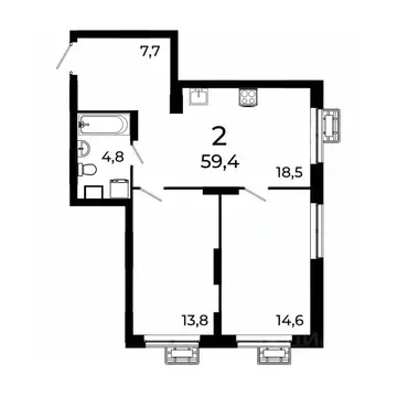 2-к кв. Нижегородская область, Нижний Новгород ул. Коперника, 15 (59.2 ...