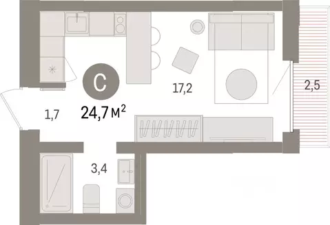 Студия Липецкая область, Липецк пл. Петра Великого, 1 (24.7 м)