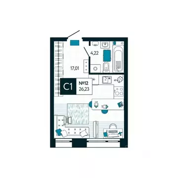 Студия Тульская область, Тула ул. Чмутова, 158Д (26.23 м)