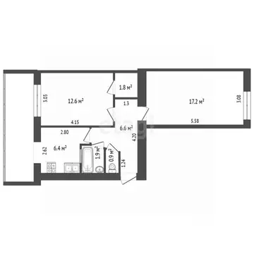 2-к кв. Ростовская область, Ростов-на-Дону Западный мкр, просп. ...