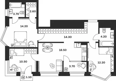 3-к кв. Тульская область, Тула ул. Михеева, 9А (85.0 м)