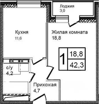 1-к кв. Москва, Москва, Троицк  (39.3 м)