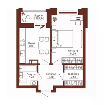 1-к кв. Пермский край, Пермь Кронштадтская ул., 39 (37.76 м)