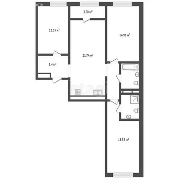 3-комнатная квартира: Тюмень, улица Анатолия Клиндюка, 3 (82 м)